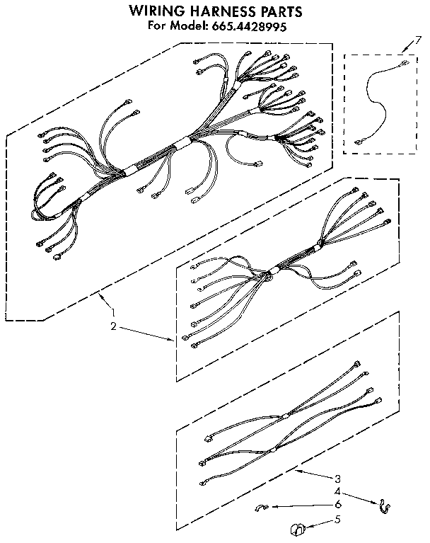 Kenmore 6654428995 wire harness and components diagram