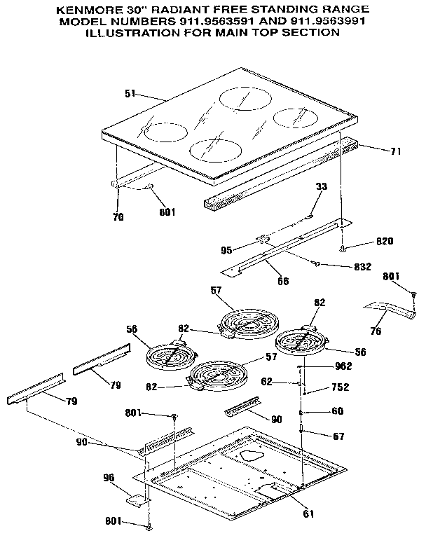 Kenmore 9119563991 main top section diagram