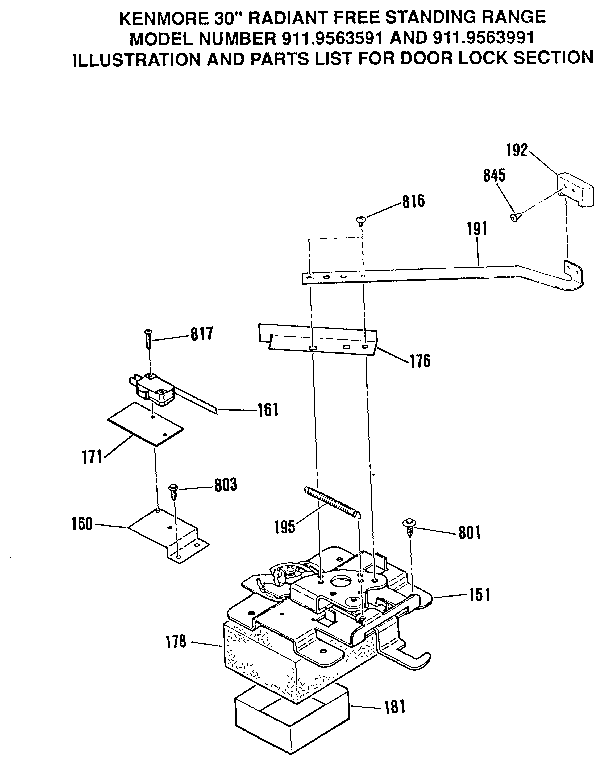 Kenmore 9119563991 door lock section diagram