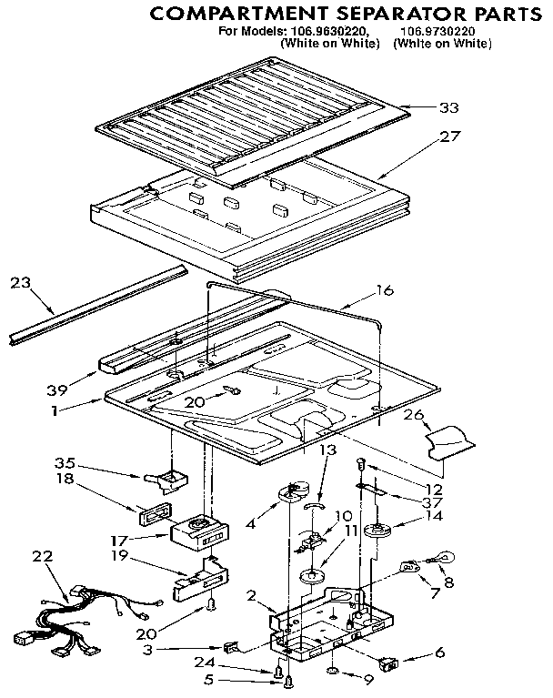 Kenmore 1069630220 compartment separator diagram