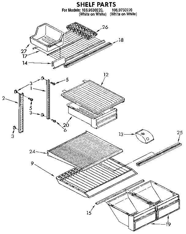 Kenmore 1069630220 shelf diagram