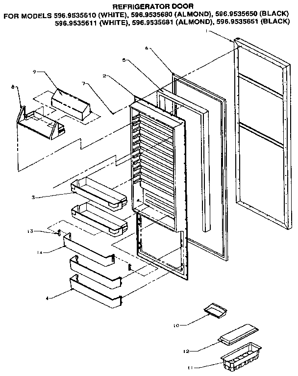 Kenmore 5969535680 refrigerator door diagram