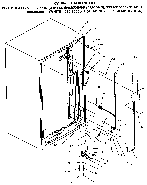 Kenmore 5969535680 cabinet back diagram