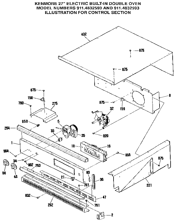 Kenmore 9114832993 control section diagram