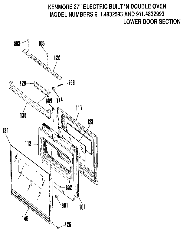Kenmore 9114832993 lower door section diagram
