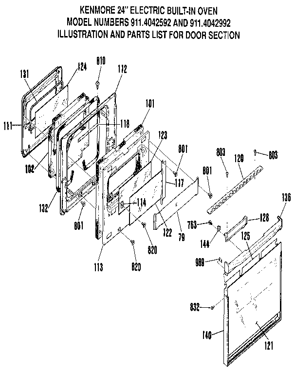 Kenmore 9114042992 door section diagram