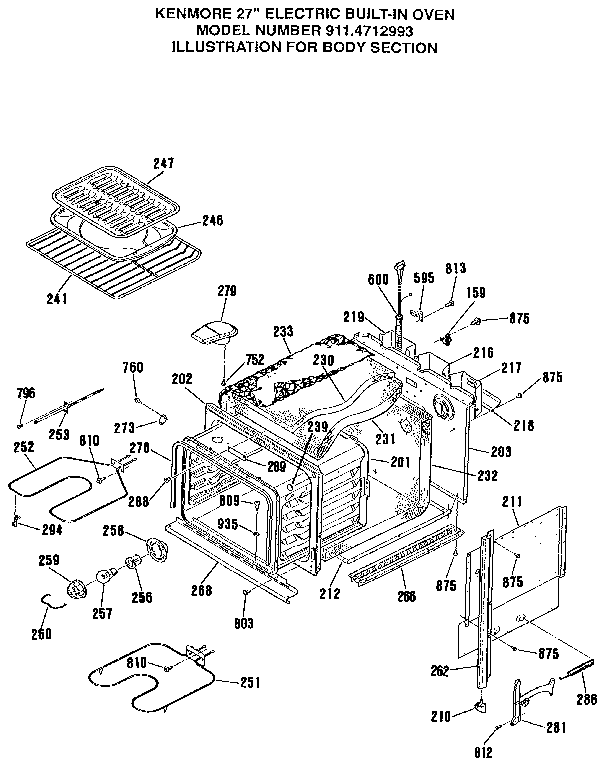 Kenmore 9114712993 body section diagram