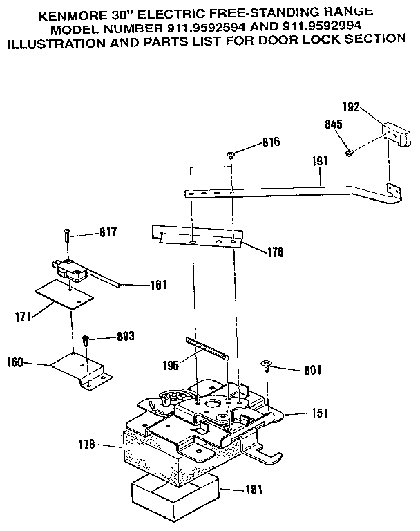 Kenmore 9119592994 door lock section diagram