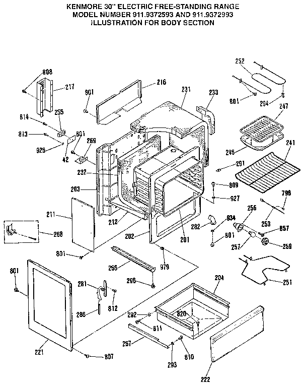 Kenmore 9119372993 body section diagram