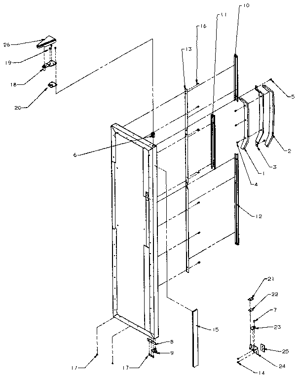 Amana SX25N-P1162704W freezer door hinge and trim diagram