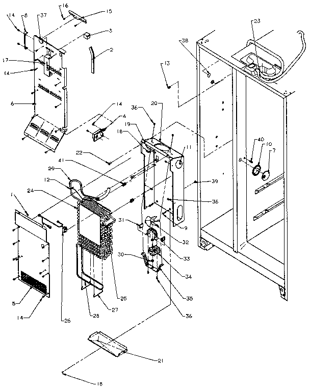 Amana SX25N-P1162704W freezer evaporator and air handling diagram