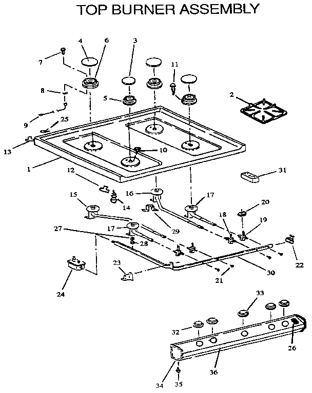 Amana RMS363UW, UL-P1142380NW,L top burner assembly diagram