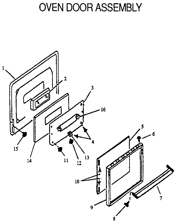 Amana RMS363UW, UL-P1142380NW,L oven door assembly diagram