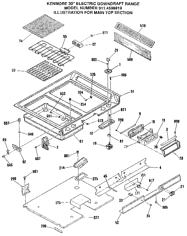 Kenmore 9114698819 main top section diagram