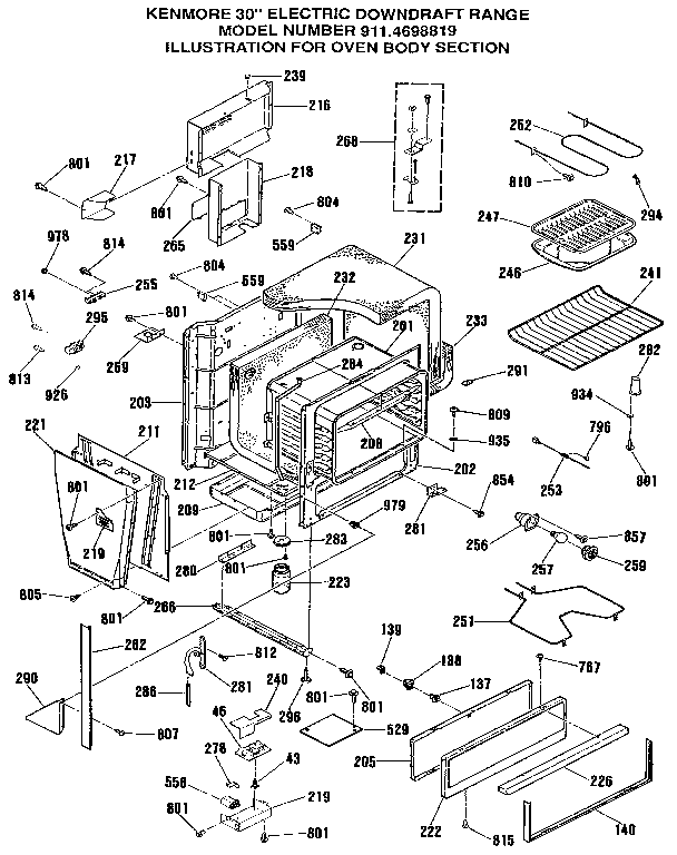 Kenmore 9114698819 body section diagram