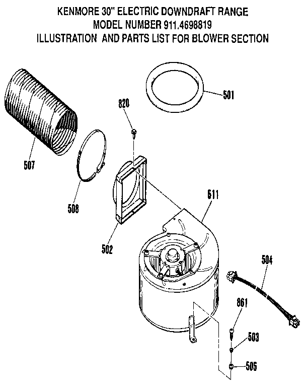 Kenmore 9114698819 blower diagram