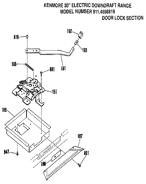 Kenmore 9114698819 door lock section diagram