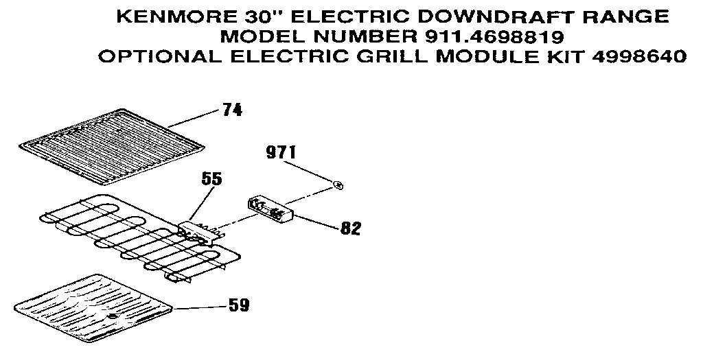 Kenmore 9114698819 optional grill module diagram