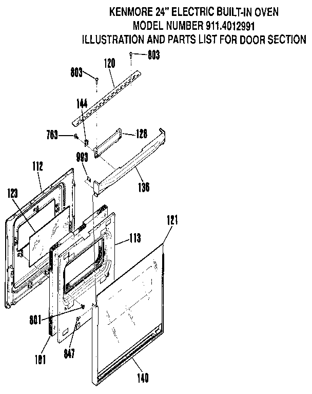 Kenmore 9114012191 door diagram