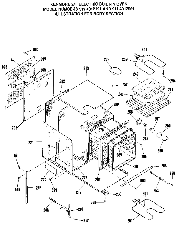 Kenmore 9114012191 body section diagram