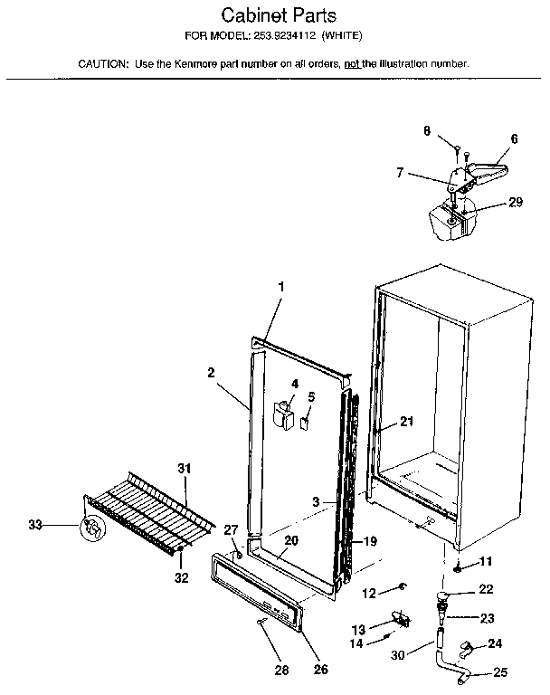 Kenmore 2539234112 cabinet diagram