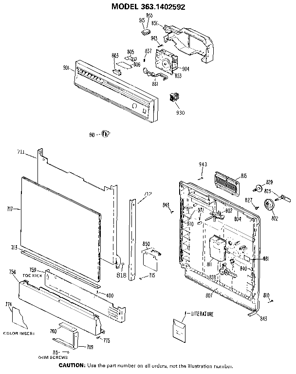 Kenmore 3631402592 escutcheon and door diagram