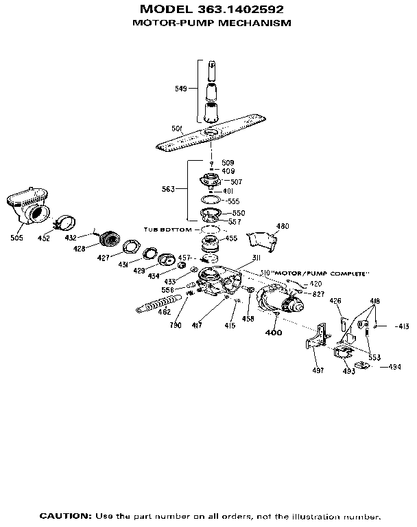 Kenmore 3631402592 pump and motor diagram