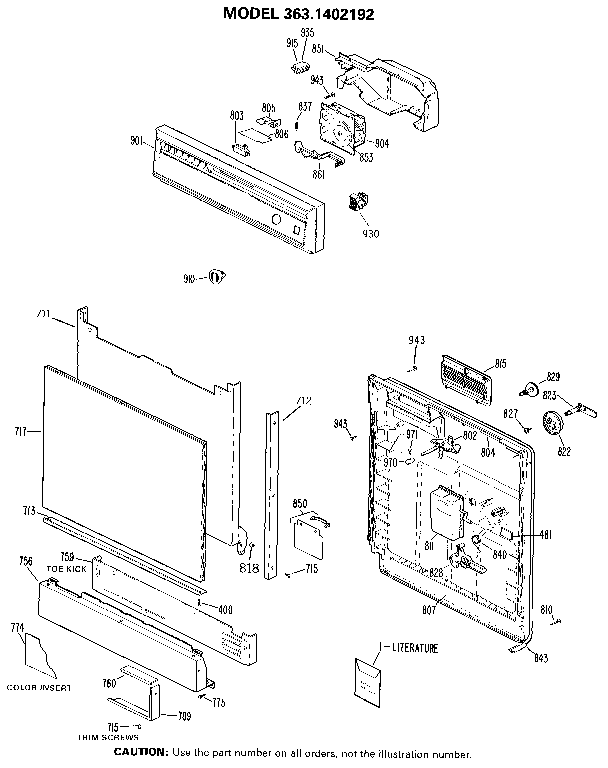 Kenmore 3631402192 escutcheon and door diagram