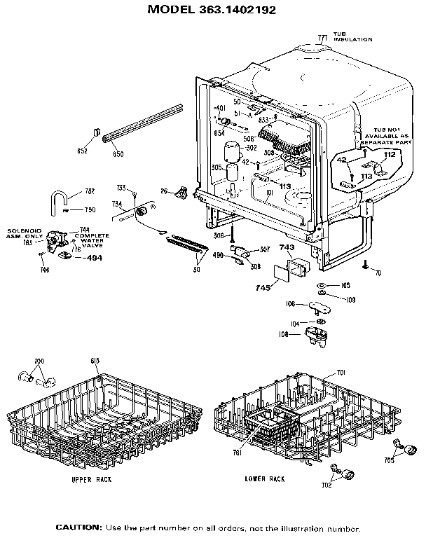 Kenmore 3631402192 cabinet diagram