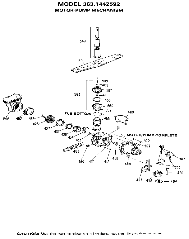 Kenmore 3631442592 pump and motor diagram