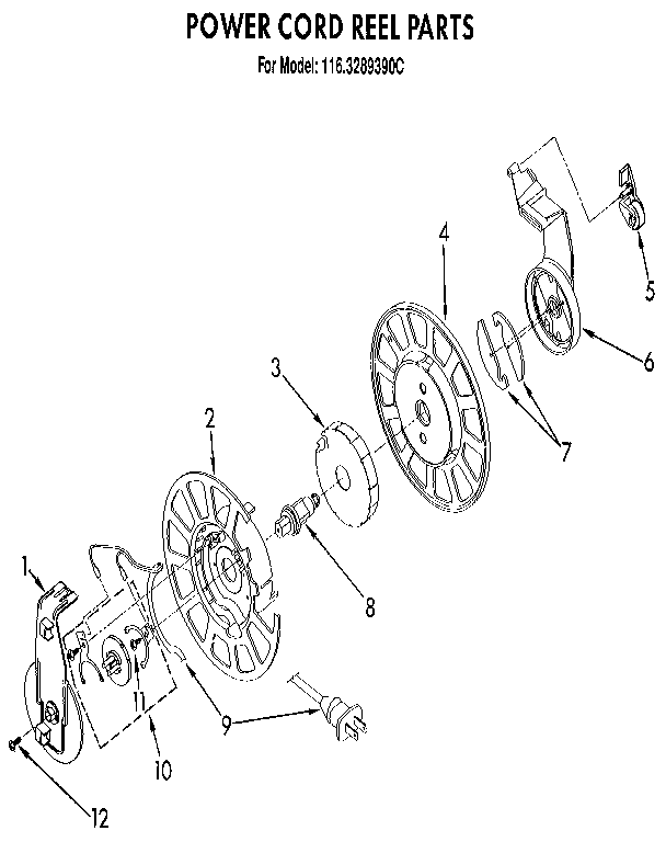 Kenmore 1163289390C power cord reel diagram