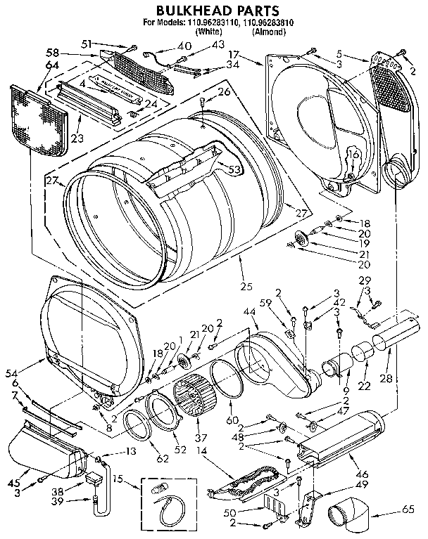 Kenmore 11096283110 bulkhead parts diagram