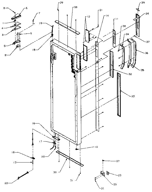 Amana SZDE27N-P1162202W refrigerator door hinge and trim parts diagram