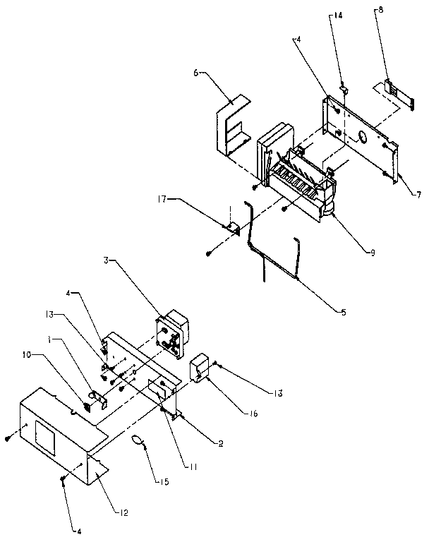 Amana SZDE27N-P1162202W ice bucket and ice maker diagram
