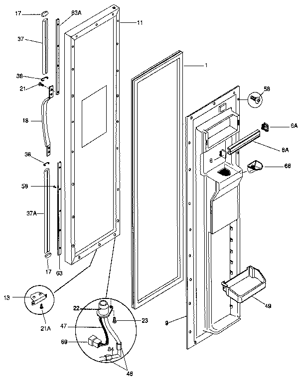 Frigidaire FRS24XHAD0 freezer door diagram
