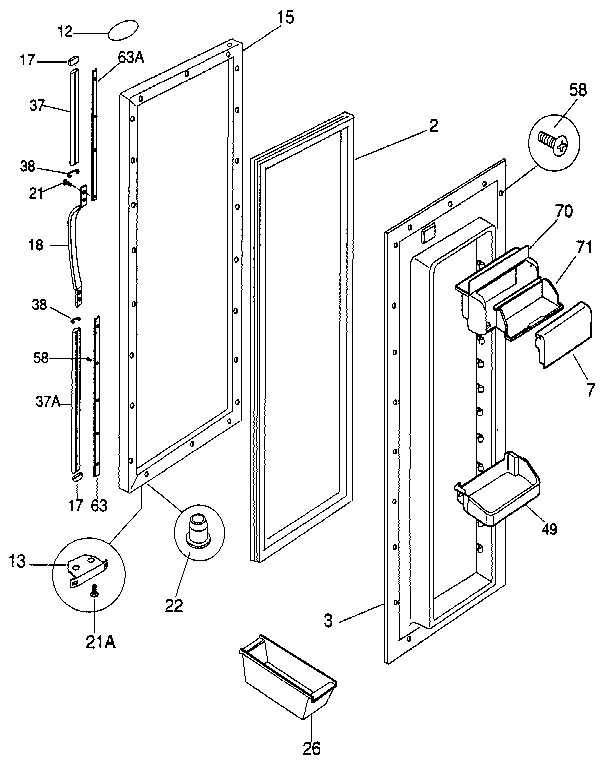 Frigidaire FRS24XHAD0 fresh food door diagram