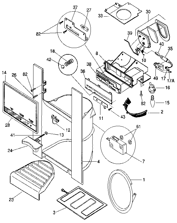 Frigidaire FRS24XHAD0 dispenser diagram