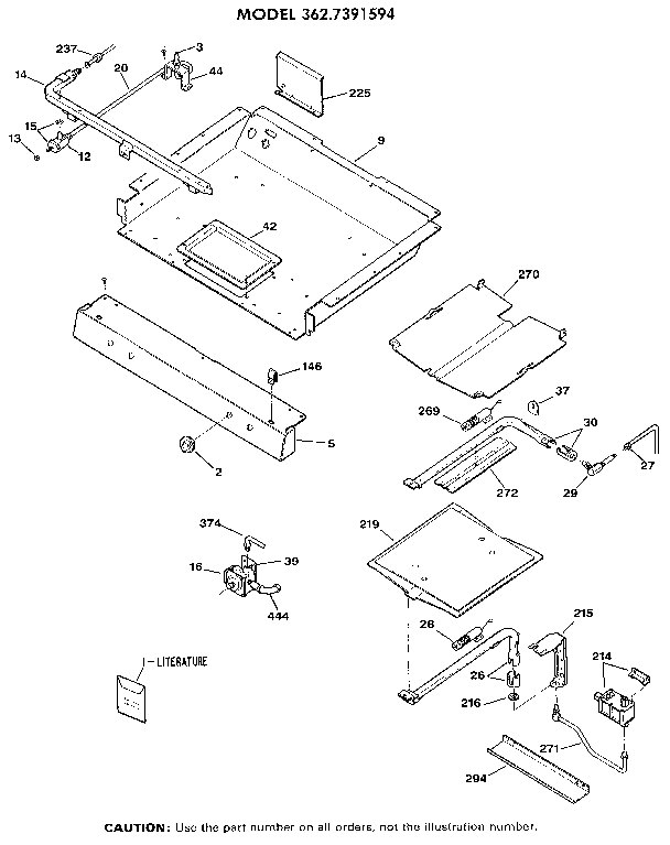 Kenmore 3627391594 burner section diagram