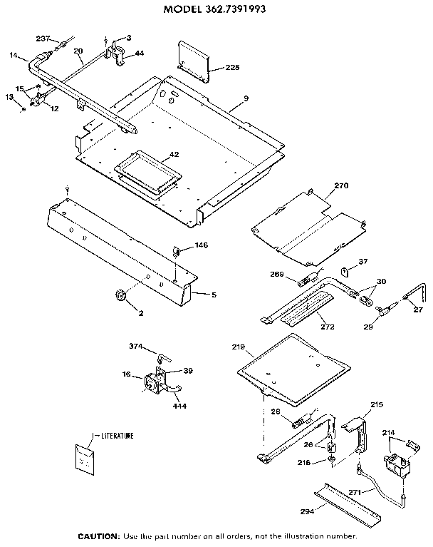 Kenmore 3627391993 burner section diagram