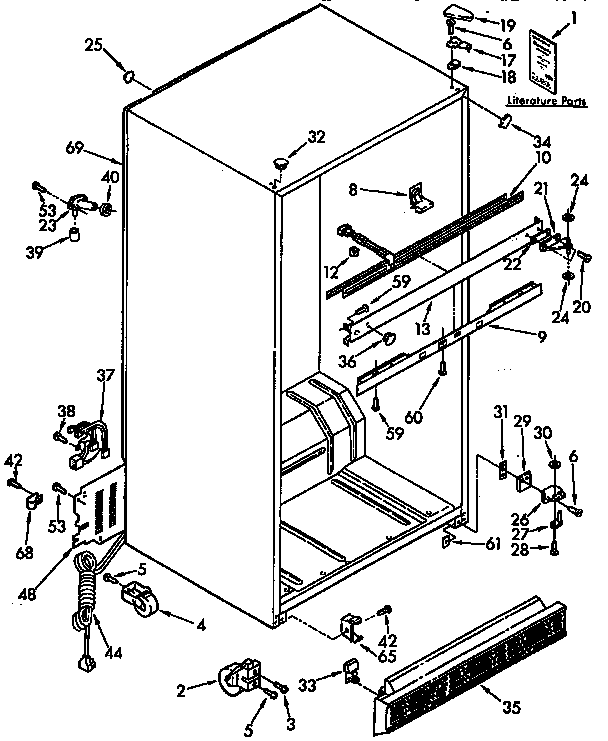 Kenmore 1069638380 refrigerator cabinet parts diagram