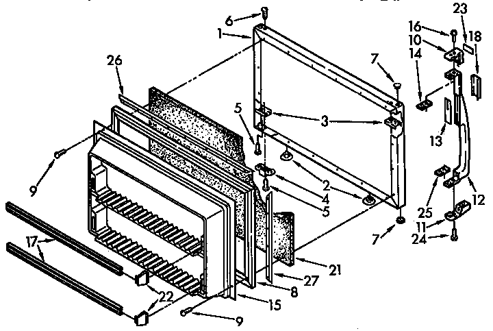 Kenmore 1069638380 freezer door parts diagram