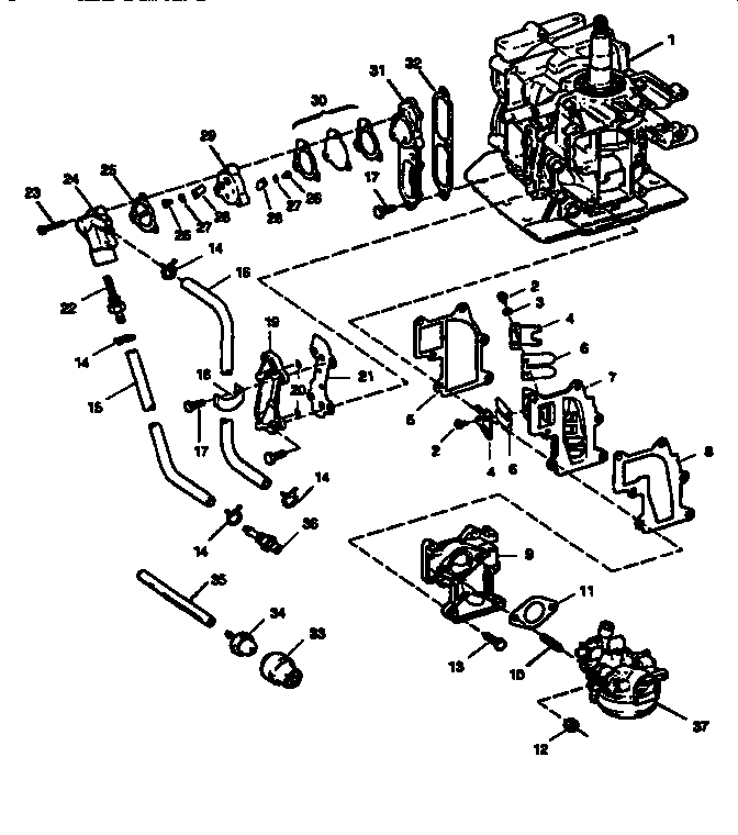 Craftsman 225581495 fuel intake and recirculation system diagram