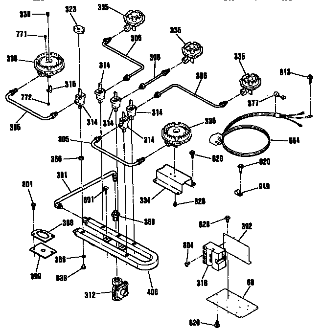 Kenmore 9113312992 burner section diagram