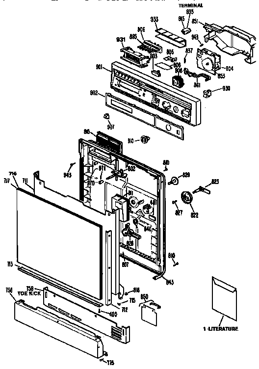 GE GSD400T-49WA door and console diagram