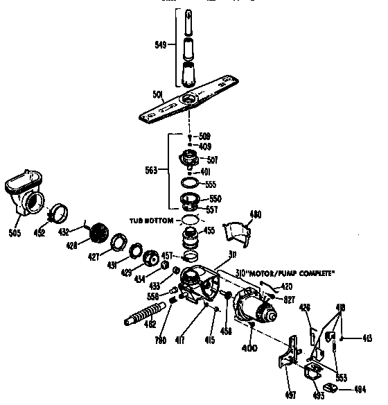 GE GSD400T-49WA motor/pump assembly diagram
