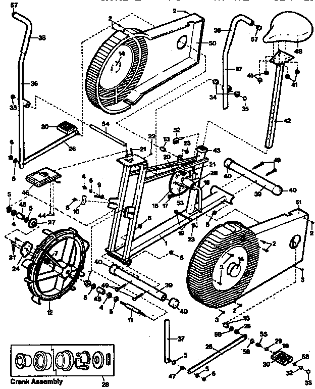Lifestyler 28759 EXERCISE BIKE exploded drawing diagram