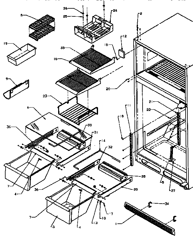 Amana TX22R-P1157704W shelves and accessories diagram