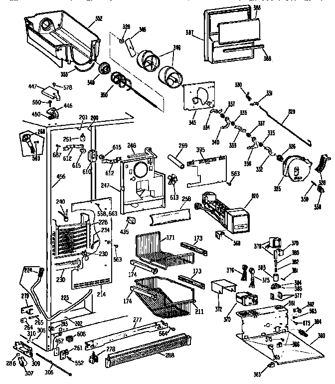 GE TPH21PRSABB freezer section diagram