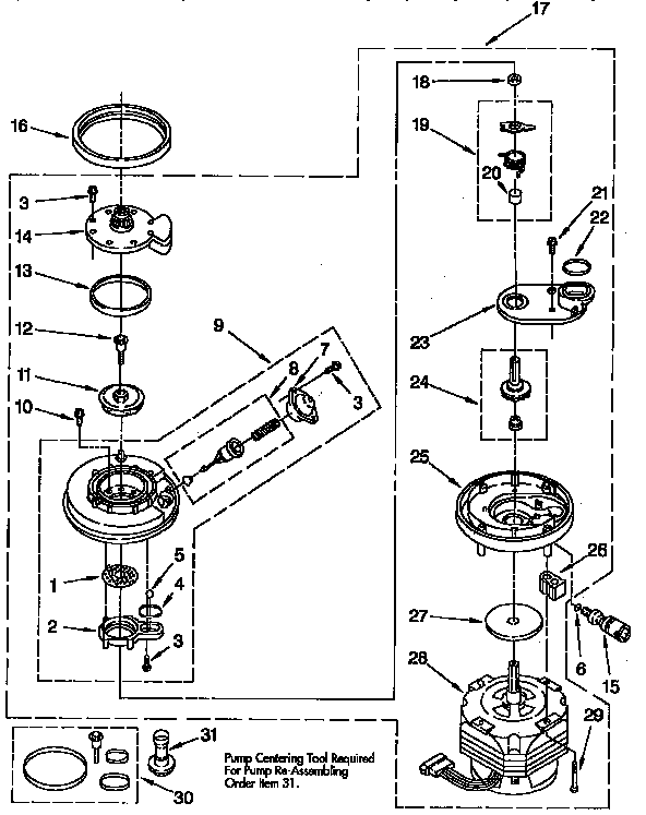 Kenmore 6651765593 pump and moter parts diagram