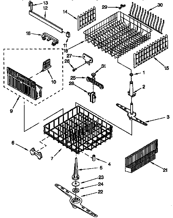 Kenmore 6651765593 dishrack parts diagram